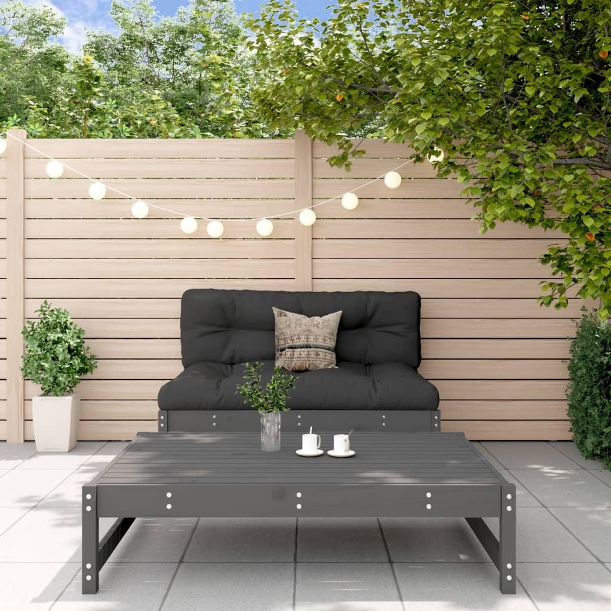 VIDAXL Salon de jardin 2 pcs gris bois massif de pin