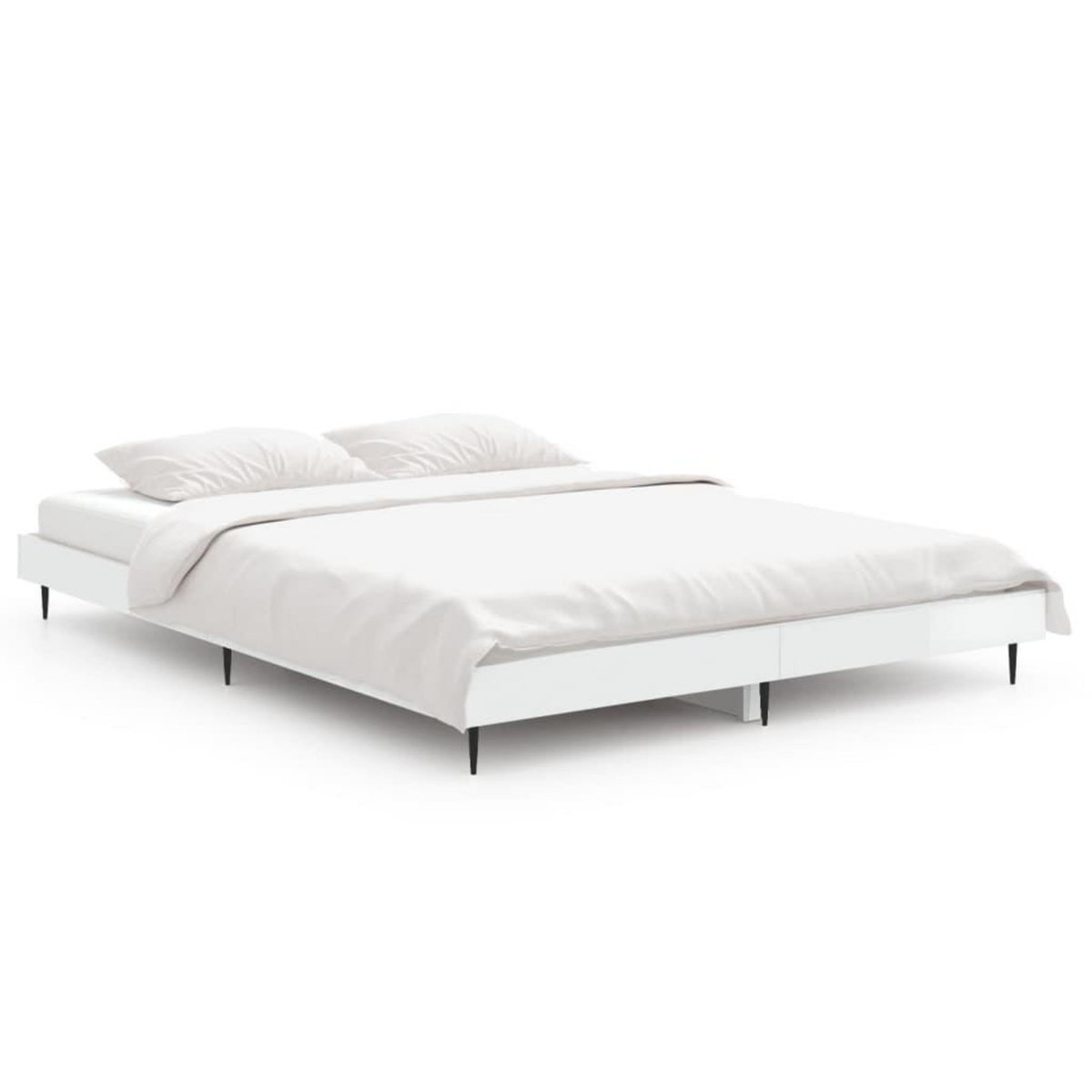 VIDAXL Cadre de lit sans matelas blanc brillant 140x190 cm