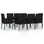Voir la diapositive 2 : VIDAXL Ensemble a manger jardin 9pcs et coussins noir resine tressee