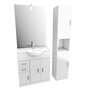 Aurlane Ensemble de salle de bain blanc 80cm + vasque en céramique blanche + miroir LED + colonne 2 portes