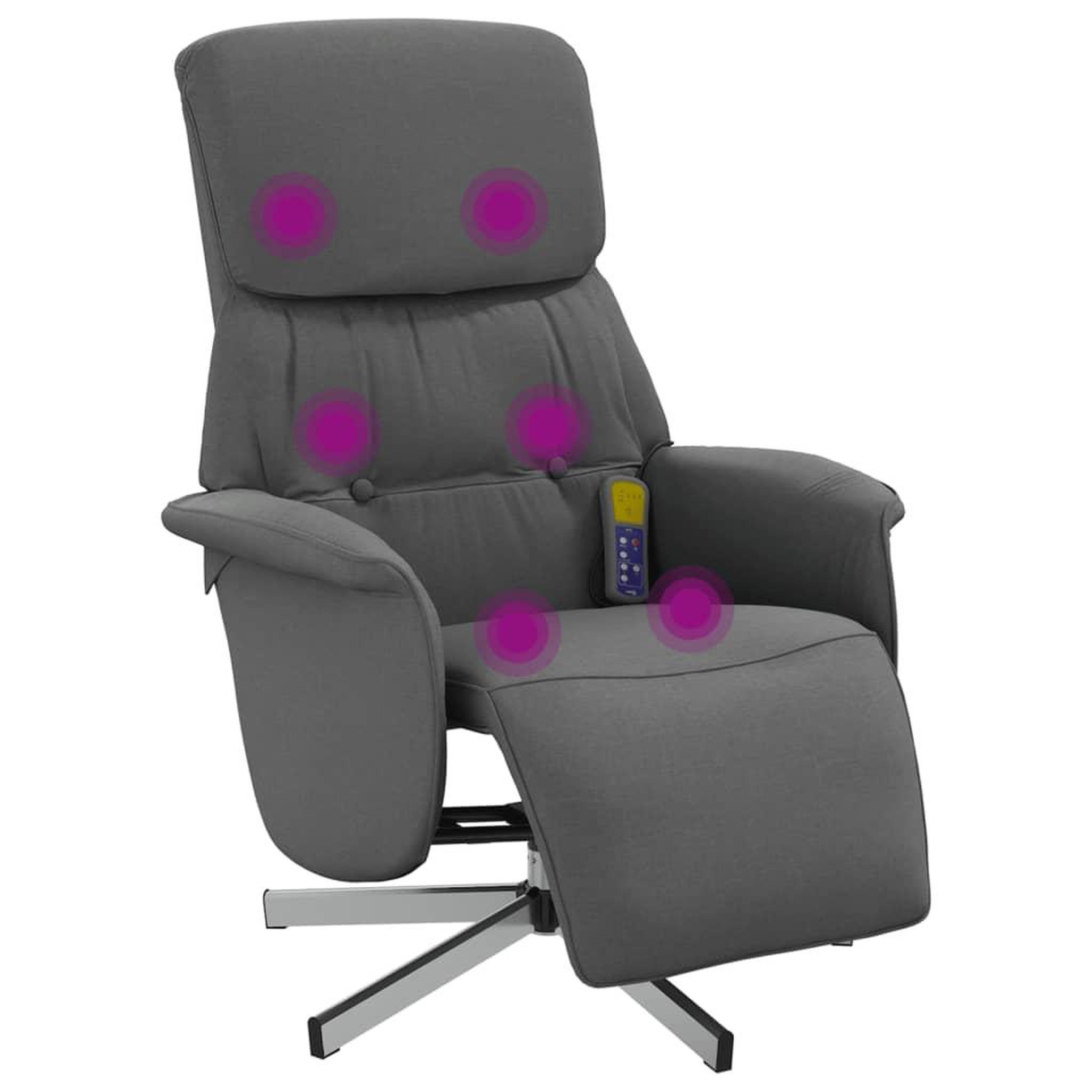 Voir la diapositive 2 : VIDAXL Fauteuil inclinable de massage et repose-pieds gris fonce tissu