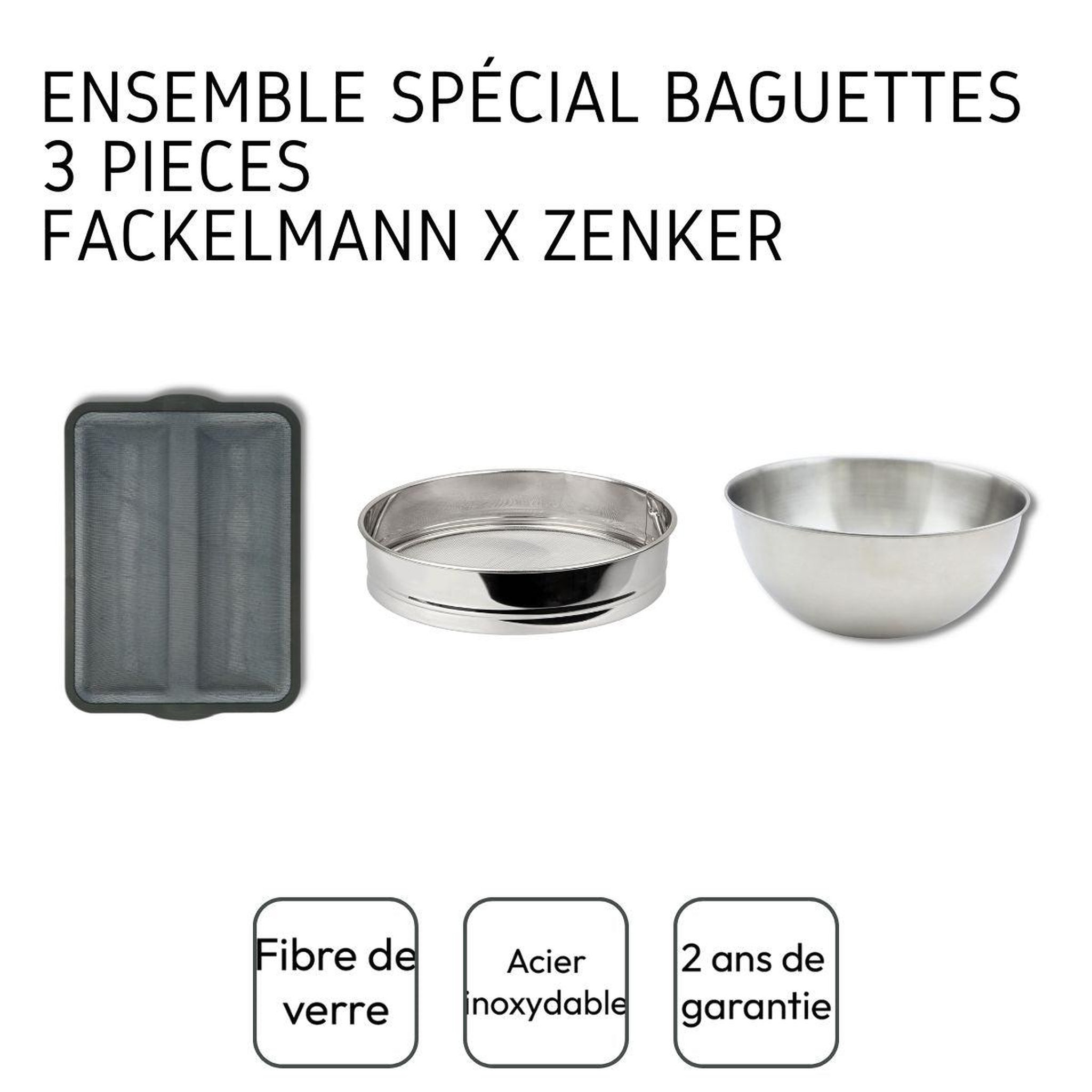 Voir la diapositive 4 : ZENKER Ensemble 3 ustensiles spécial baguette zenker x fackelmann