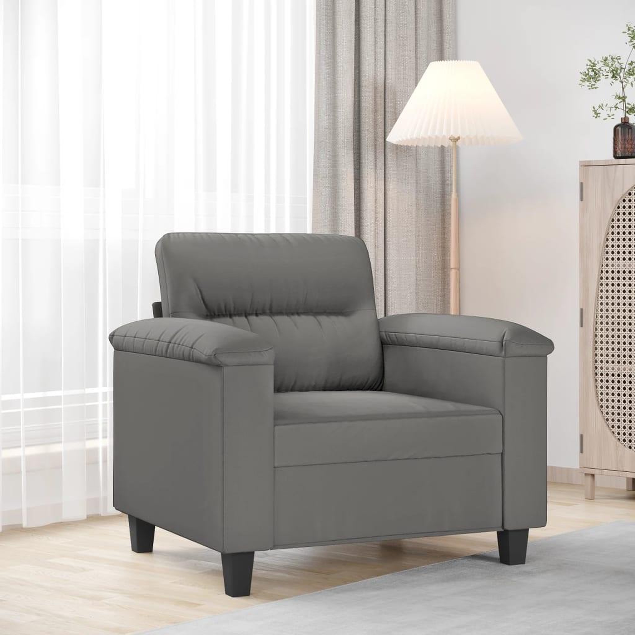 VIDAXL Fauteuil gris fonce 60 cm tissu microfibre