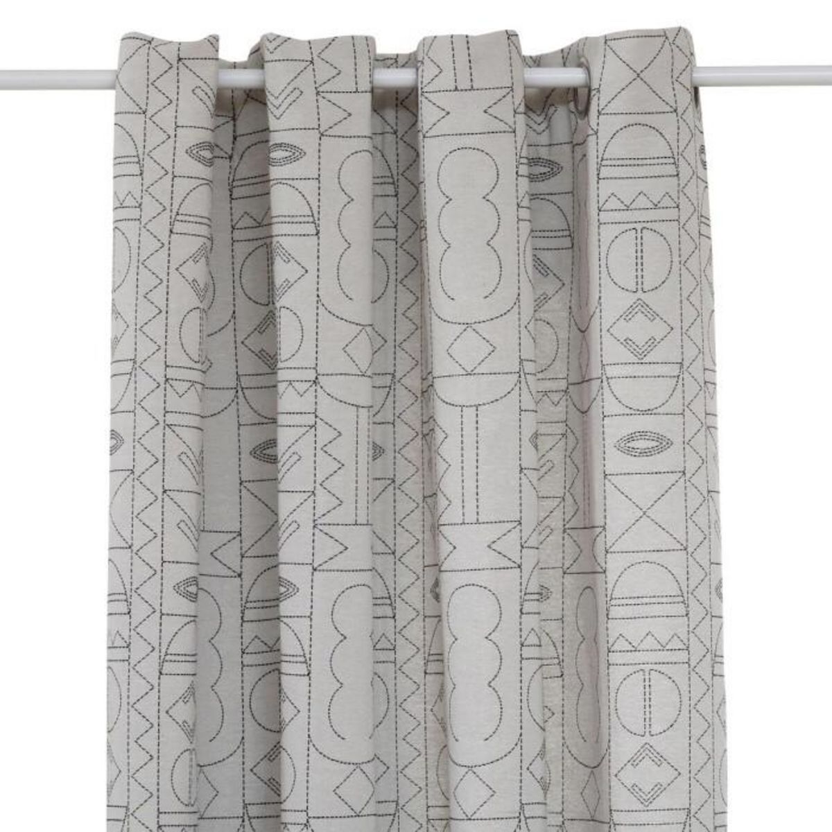 ATMOSPHERA Rideau à Œillets Jacquard  Malakite  140x260cm Noir & Blanc