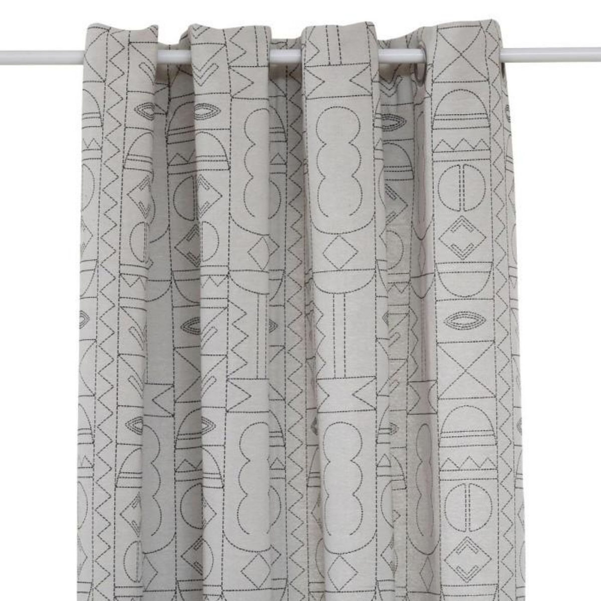 ATMOSPHERA Rideau à Œillets Jacquard  Malakite  140x260cm Noir & Blanc