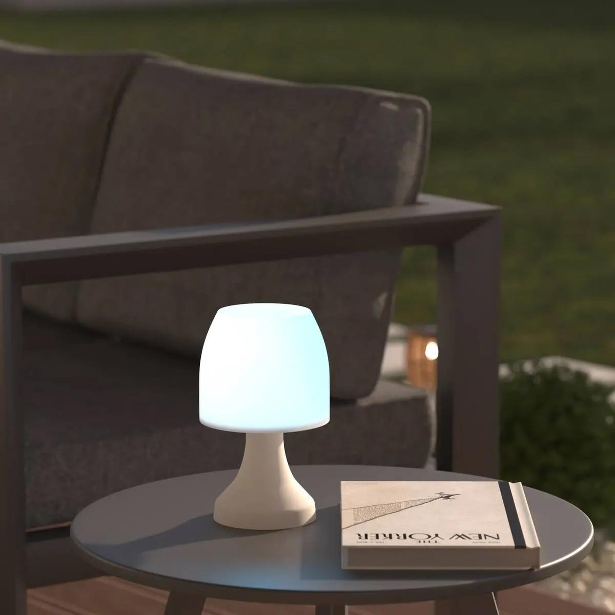 Voir la diapositive 3 : JARDIDECO Lampe champignon à poser 19,5 cm - Variation de couleur
