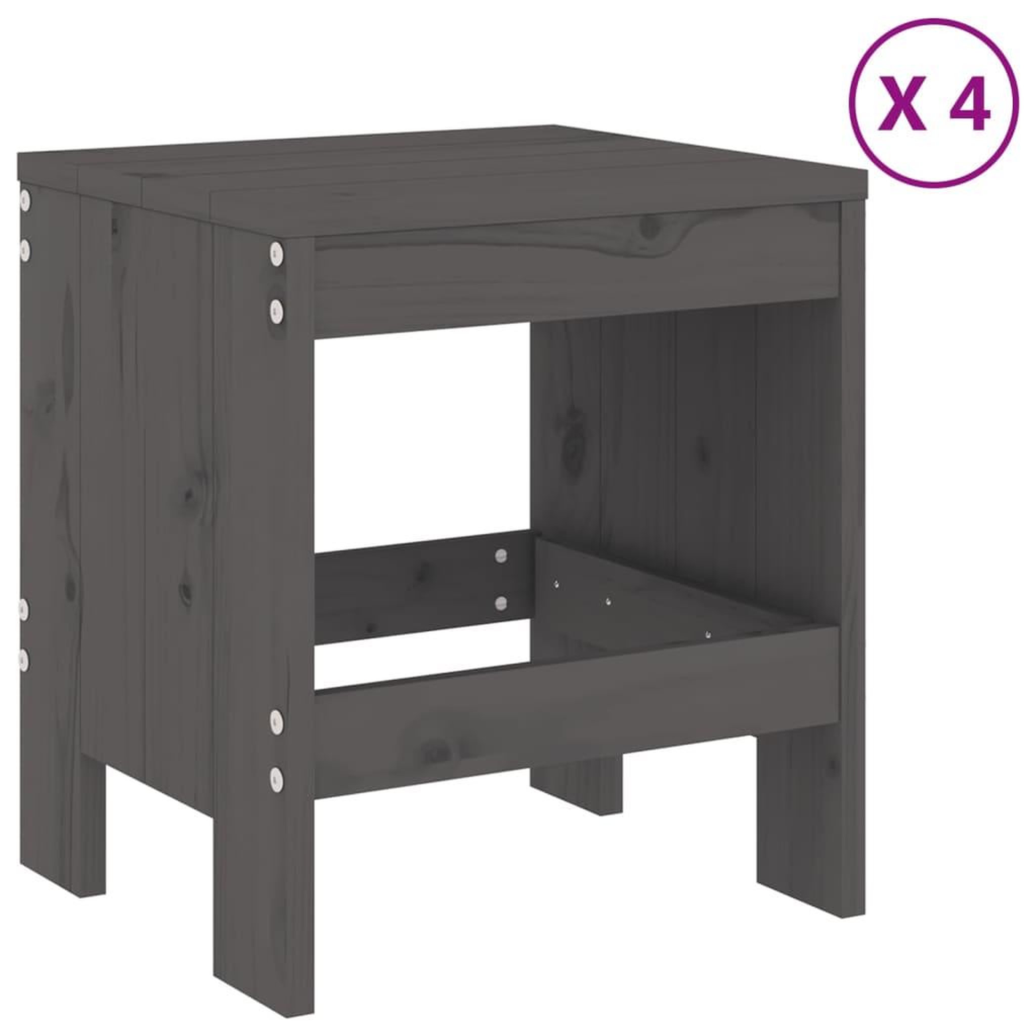 Voir la diapositive 3 : VIDAXL Ensemble a manger de jardin 5pcs gris bois massif de pin