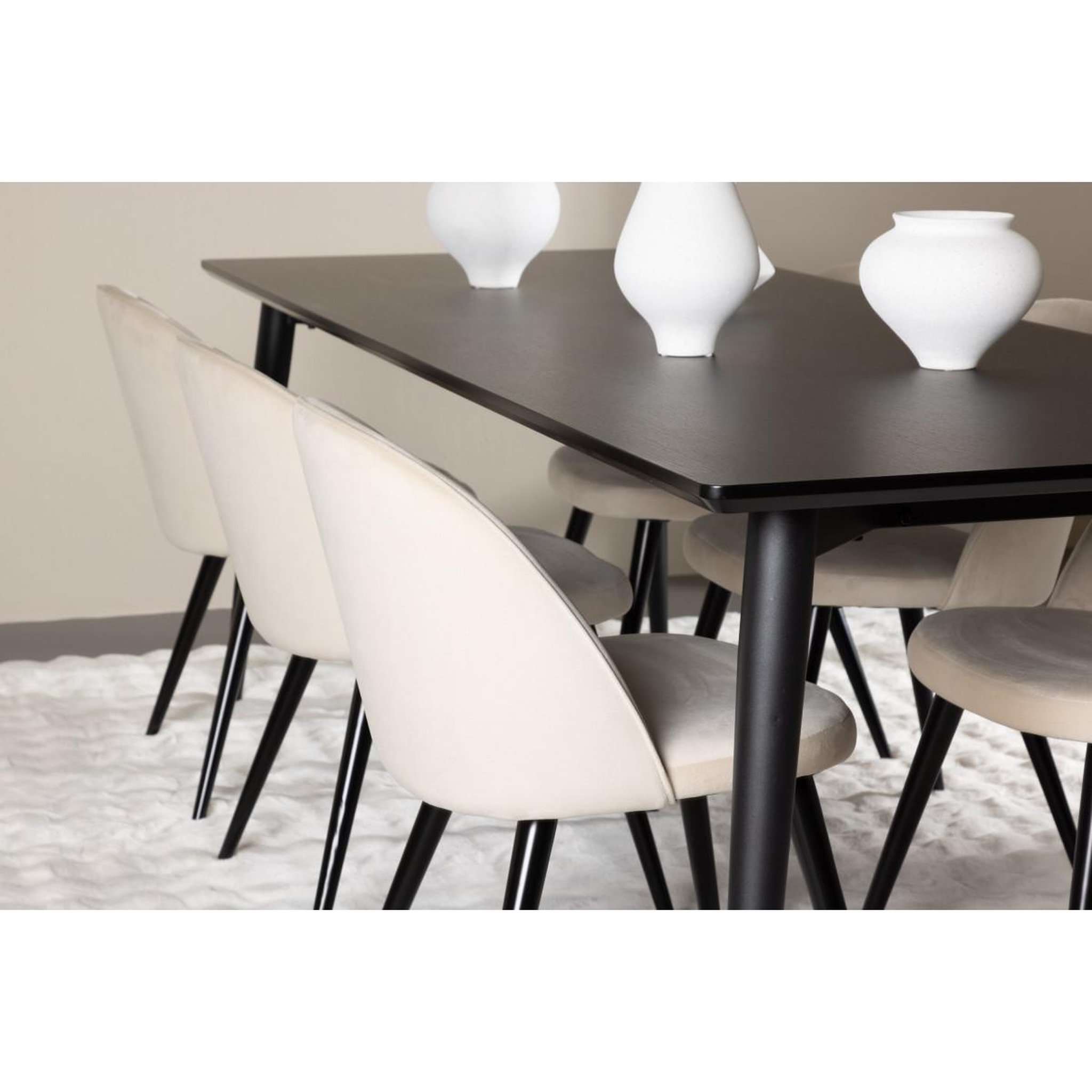 Voir la diapositive 6 : Paris Prix Ensemble table à manger & 6 chaises  ellis & velvet  230cm noir & beige