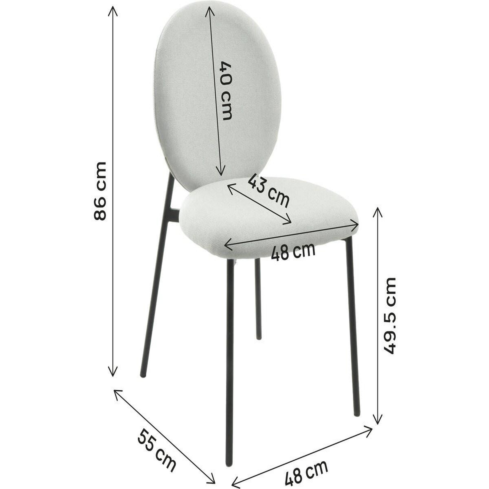 Voir la diapositive 3 : Habitat et Jardin Lot de 2 chaises de salle à manger en métal  perla  - gris clair