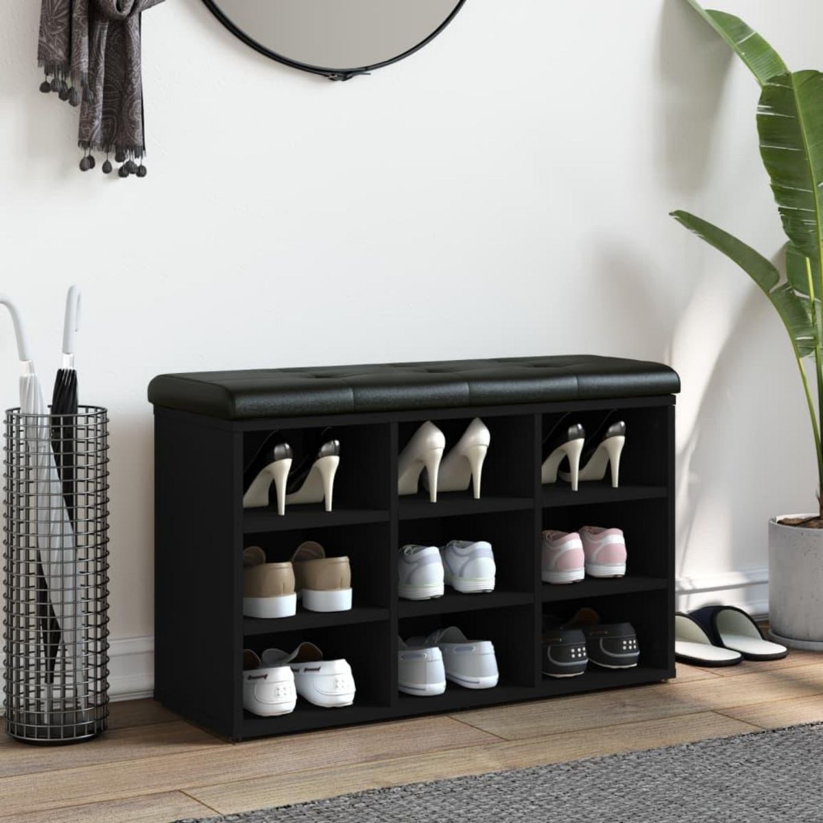 VIDAXL Banc a chaussures noir 82x32x50 cm bois d'ingenierie