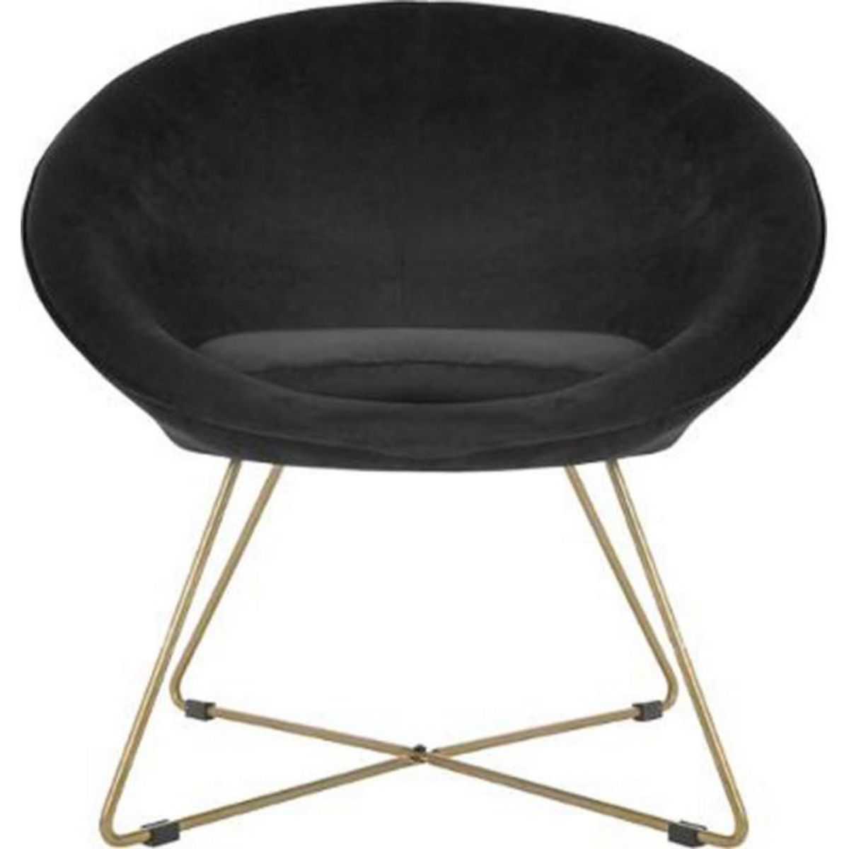ATMOSPHERA Fauteuil Design en Velours  Gold Evan  76cm Noir