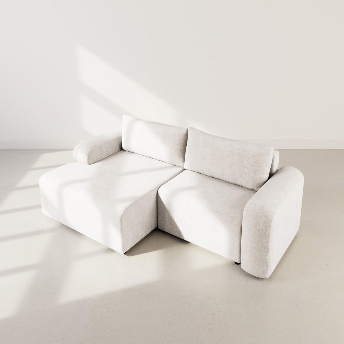 BEST MOBILIER Rebecca - canapé d'angle gauche 4 places convertible avec coffre en velours texturé