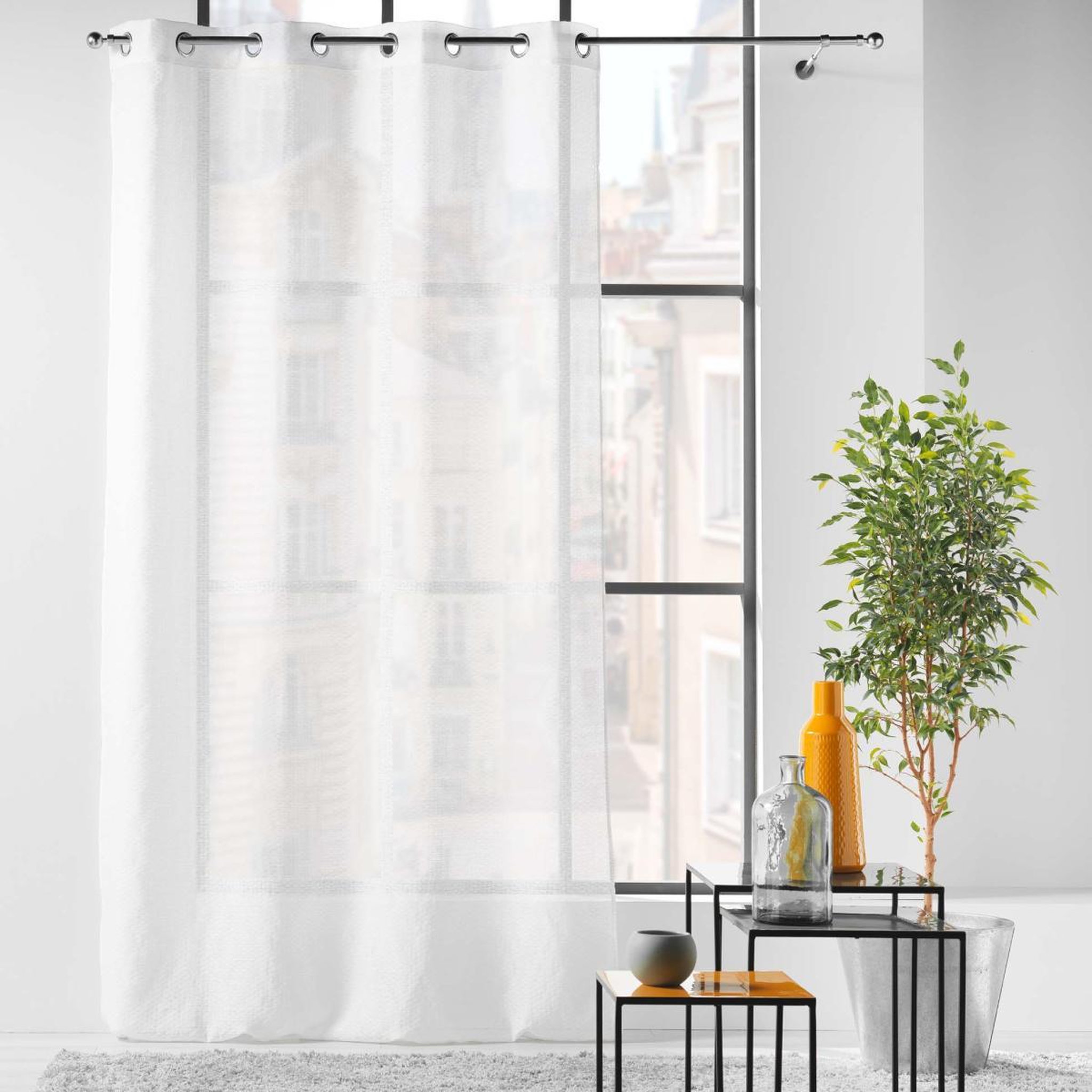 Voir la diapositive 5 : Douceur d'Intérieur Rideau voilage jacquard  ophelia  140x280cm blanc