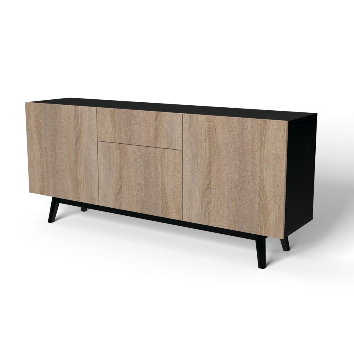 Bahut scandinave 3 portes 1 tiroir L180xP42xH80cm SNOW