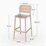 Voir la diapositive 4 : MAISON PAVANE Lot de 2 chaises de bar de jardin 75 cm en plastique beige-Lola