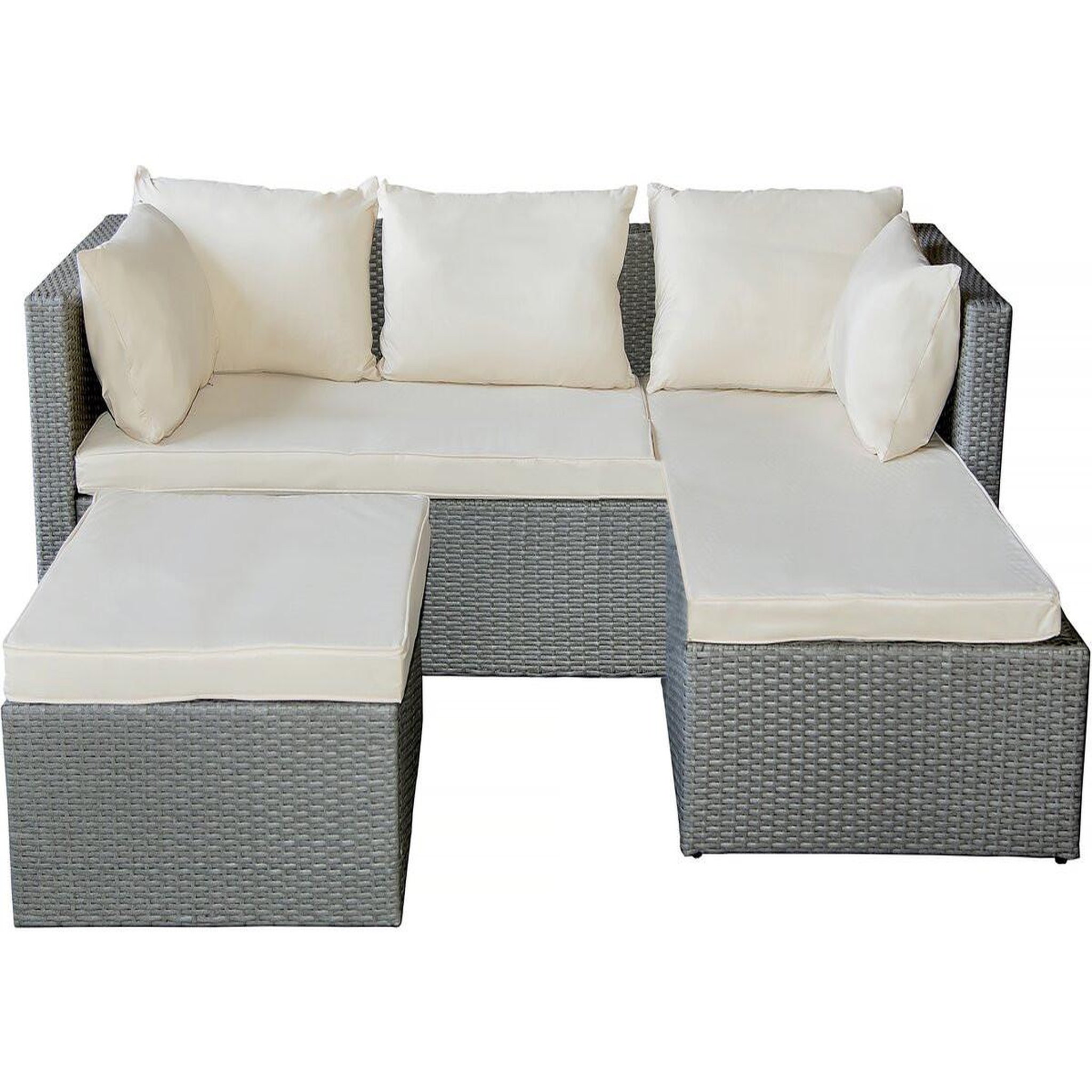 Voir la diapositive 1 : Habitat et Jardin Salon de jardin bas en résine tressée  Diya  3 places - Gris et beige