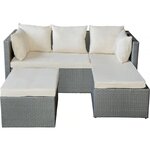 Habitat et Jardin Salon de jardin bas en résine tressée  Diya  3 places - Gris et beige