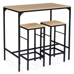 ID MARKET Ensemble table haute de bar DETROIT 95 cm et 2 tabourets design industriel