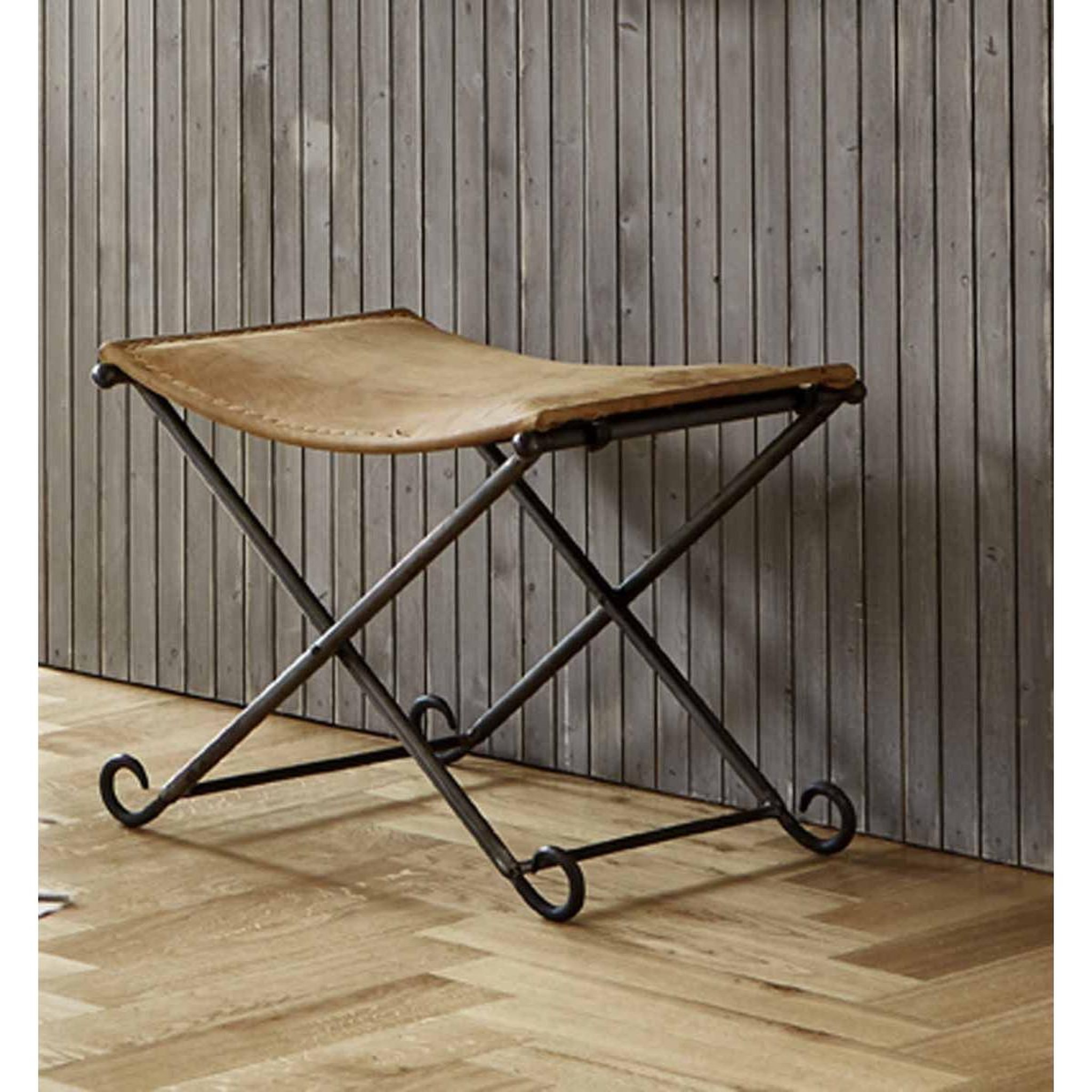 Voir la diapositive 3 : Paris Prix Tabouret pliable en cuir  rodéo  58cm marron