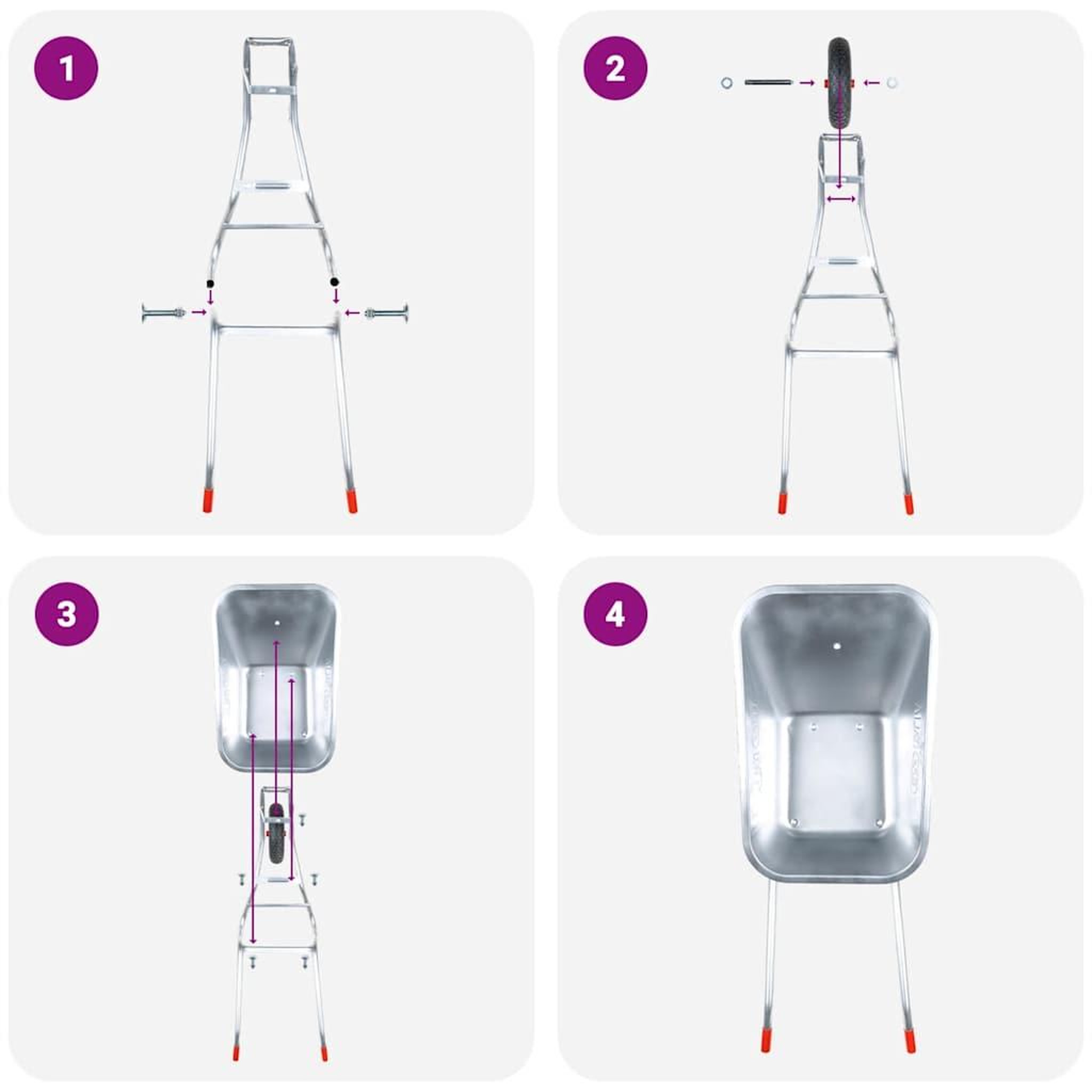 Voir la diapositive 4 : VIDAXL Brouette 90 L 150 kg acier galvanise et plastique