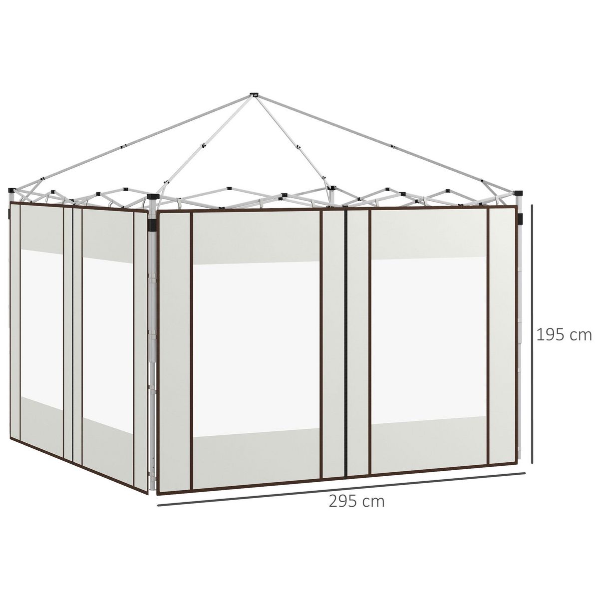 OUTSUNNY Lot de 2 panneaux latéraux barnum tonnelle 6x3 m ou 3x3 m fenêtres oxford blanc