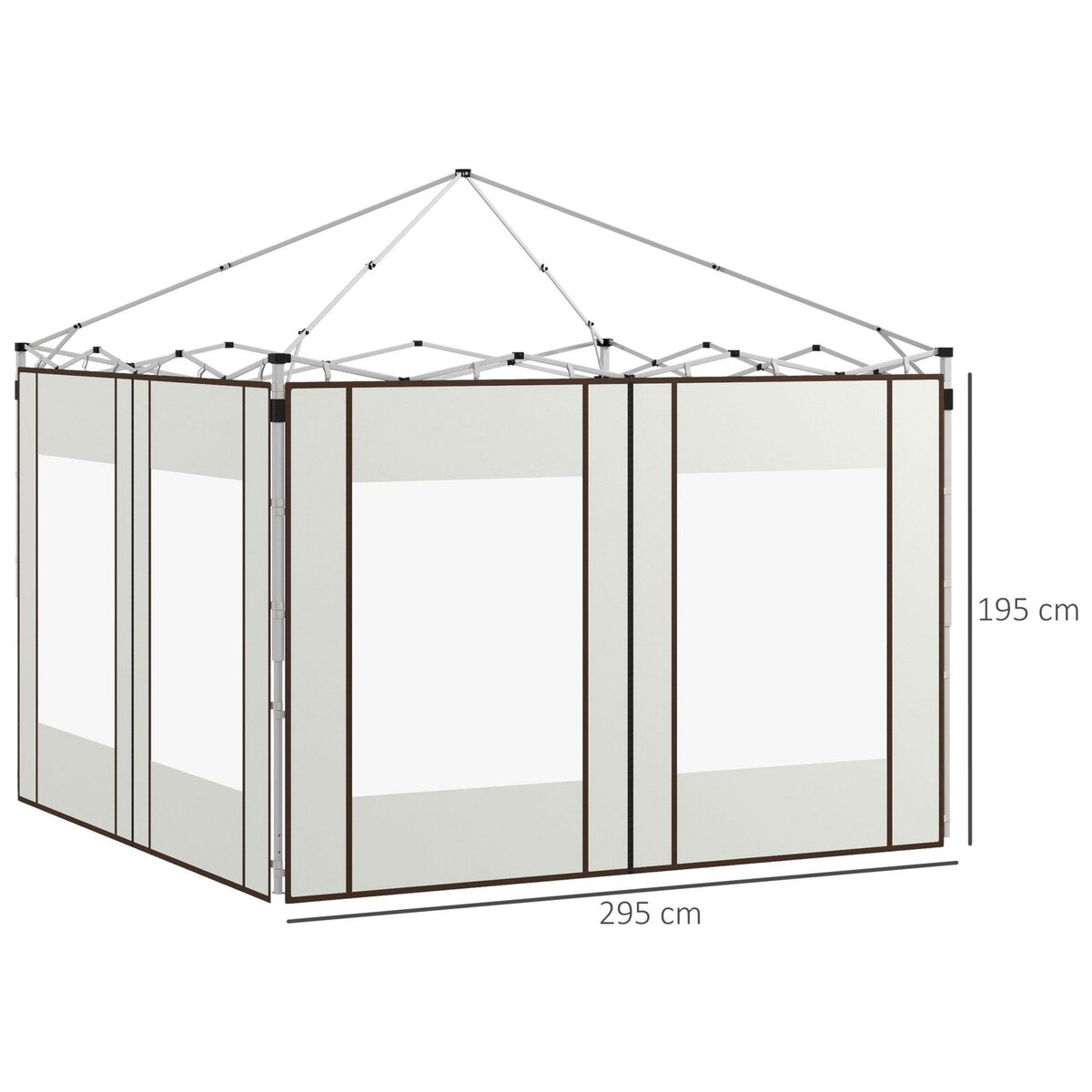OUTSUNNY Lot de 2 panneaux latéraux barnum tonnelle 6x3 m ou 3x3 m fenêtres oxford blanc