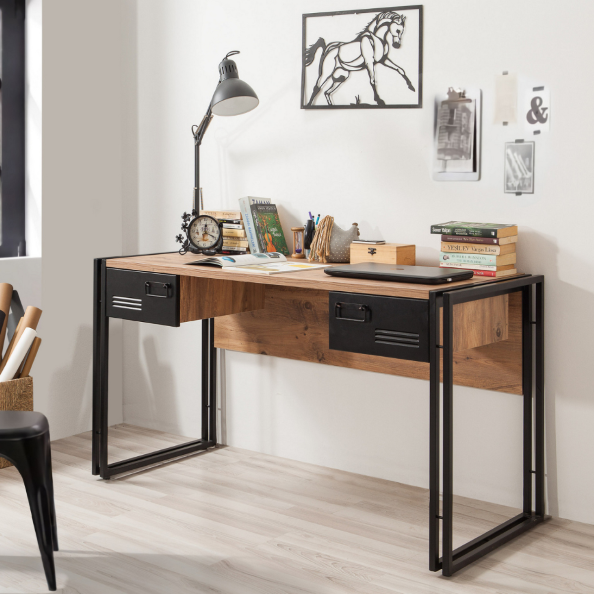 CONCEPT USINE Bureau industriel avec tiroirs SKIRV