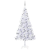 HOMCOM Sapin de Noël artificiel lumineux LED x 700 blanc chaud + support  pied Ø 132 x 210H cm 2154 branches vert pas cher 