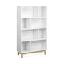 Voir la diapositive 1 : SWEEEK Bibliothèque scandinave blanche. étagère asymétrique - Floki - pieds en bois de sapin. 4 étagères. 8 compartiments. 80x30x138cm