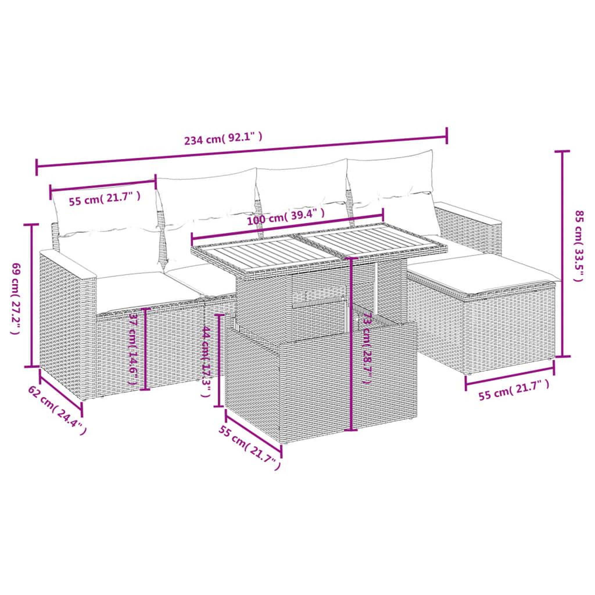 Voir la diapositive 3 : VIDAXL Salon de jardin avec coussins 6 pcs beige resine tressee
