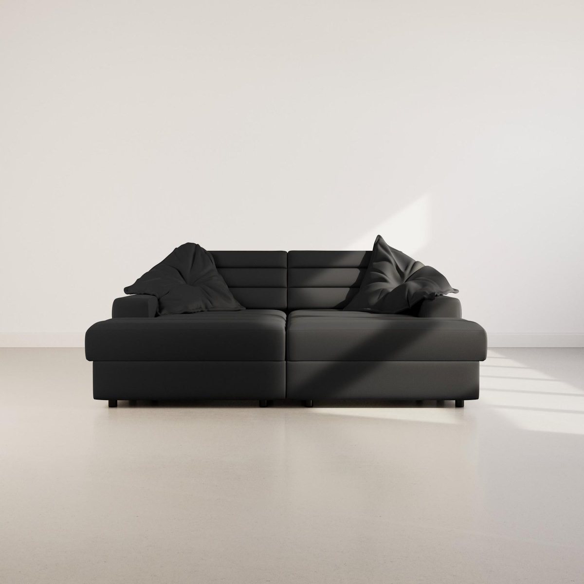 LISA DESIGN Loredana - canapé droit 4 places double méridienne - assise profonde - en tissu texturé