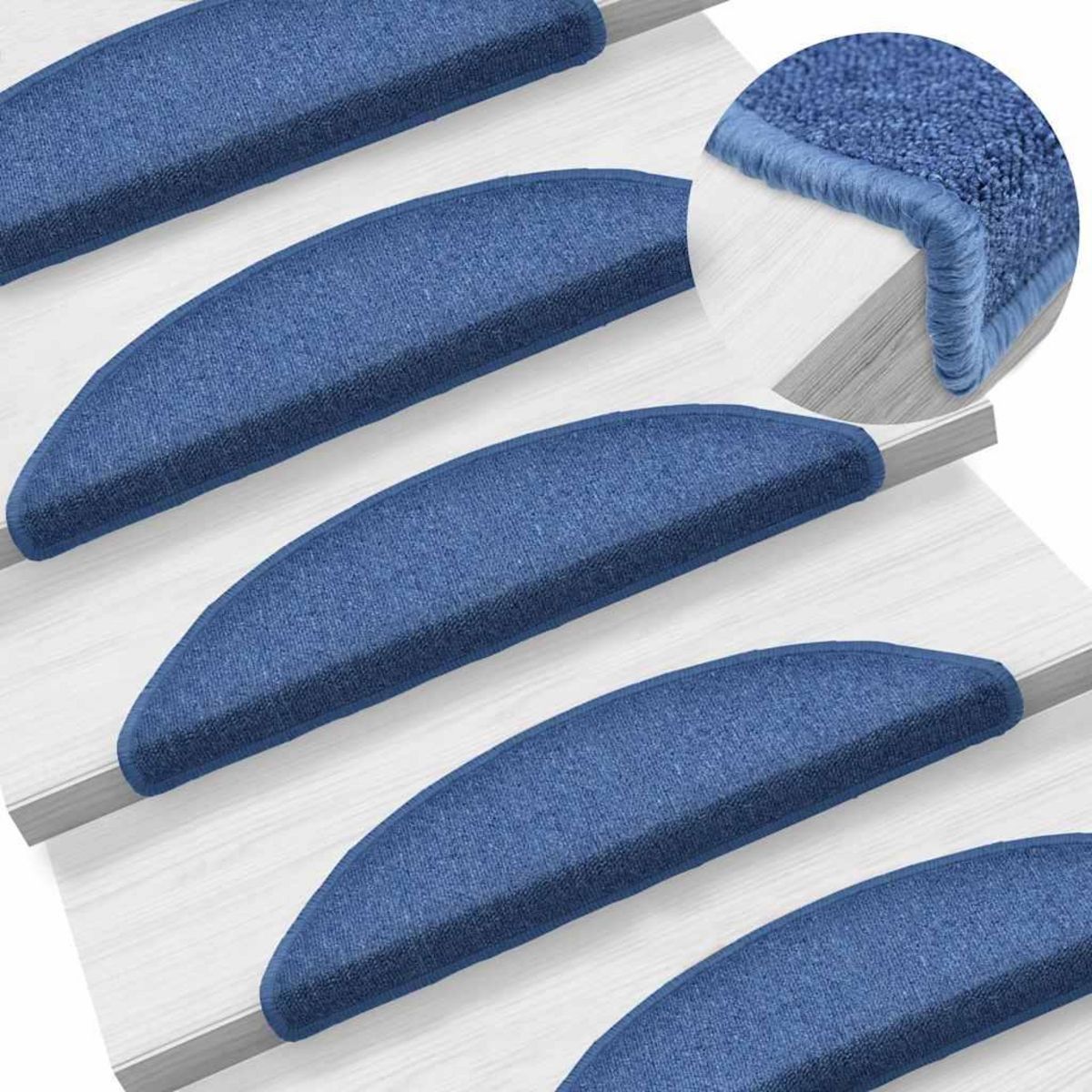VIDAXL Tapis d'escalier 20 pcs bleu 56x17x3 cm