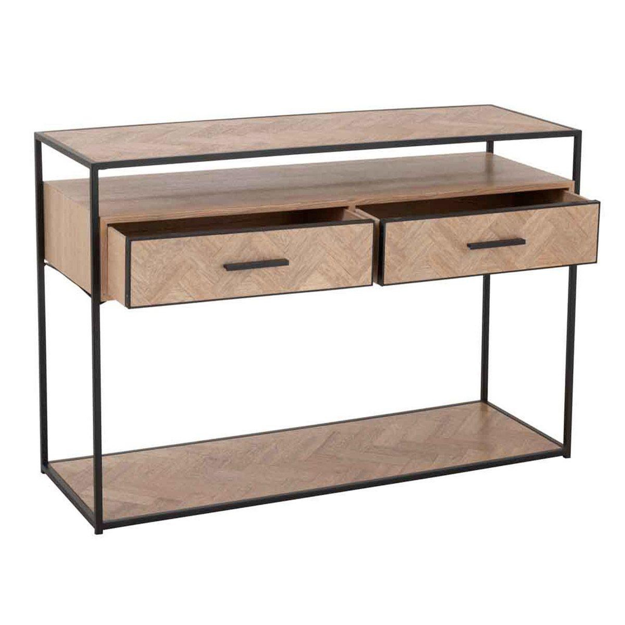 Voir la diapositive 4 : J-LINE Console 2 tiroirs  miraza  120cm naturel & noir
