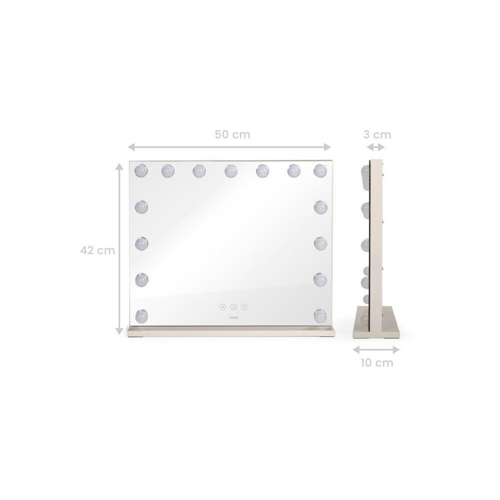 Voir la diapositive 5 : LIVOO Miroir de maquillage hollywood livoo dos225g gris, 15 led, commande tactile, luminosité réglable, modes chaud/froid combiné, alimentation usb-c