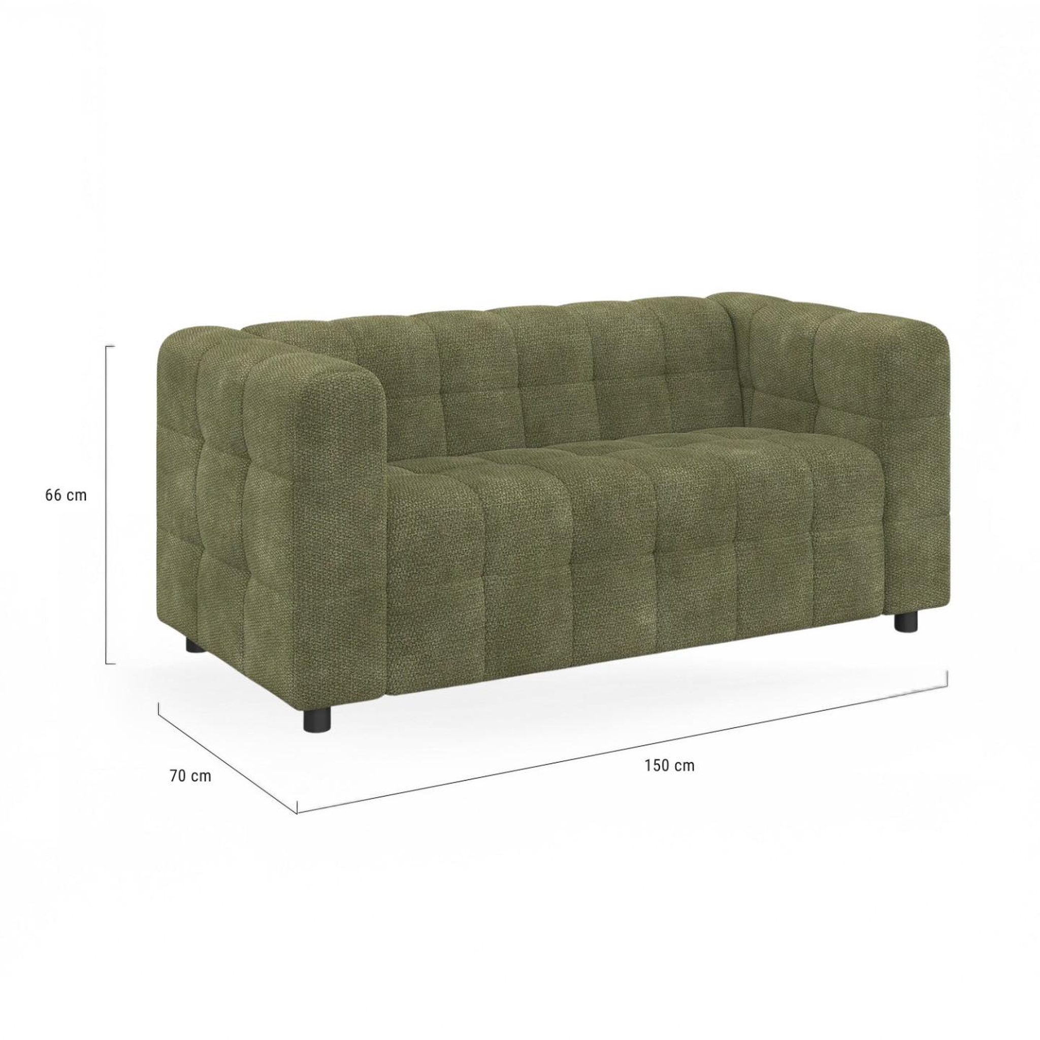 Voir la diapositive 4 : ID MARKET Canapé droit 2 places capitonné amance en tissu chenille vert kaki