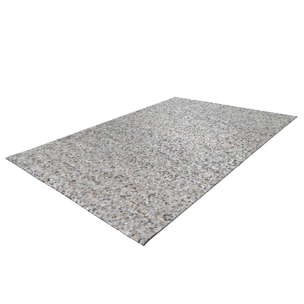 Paris Prix Tapis en Cuir Fait Main  Finish  Gris & Argent
