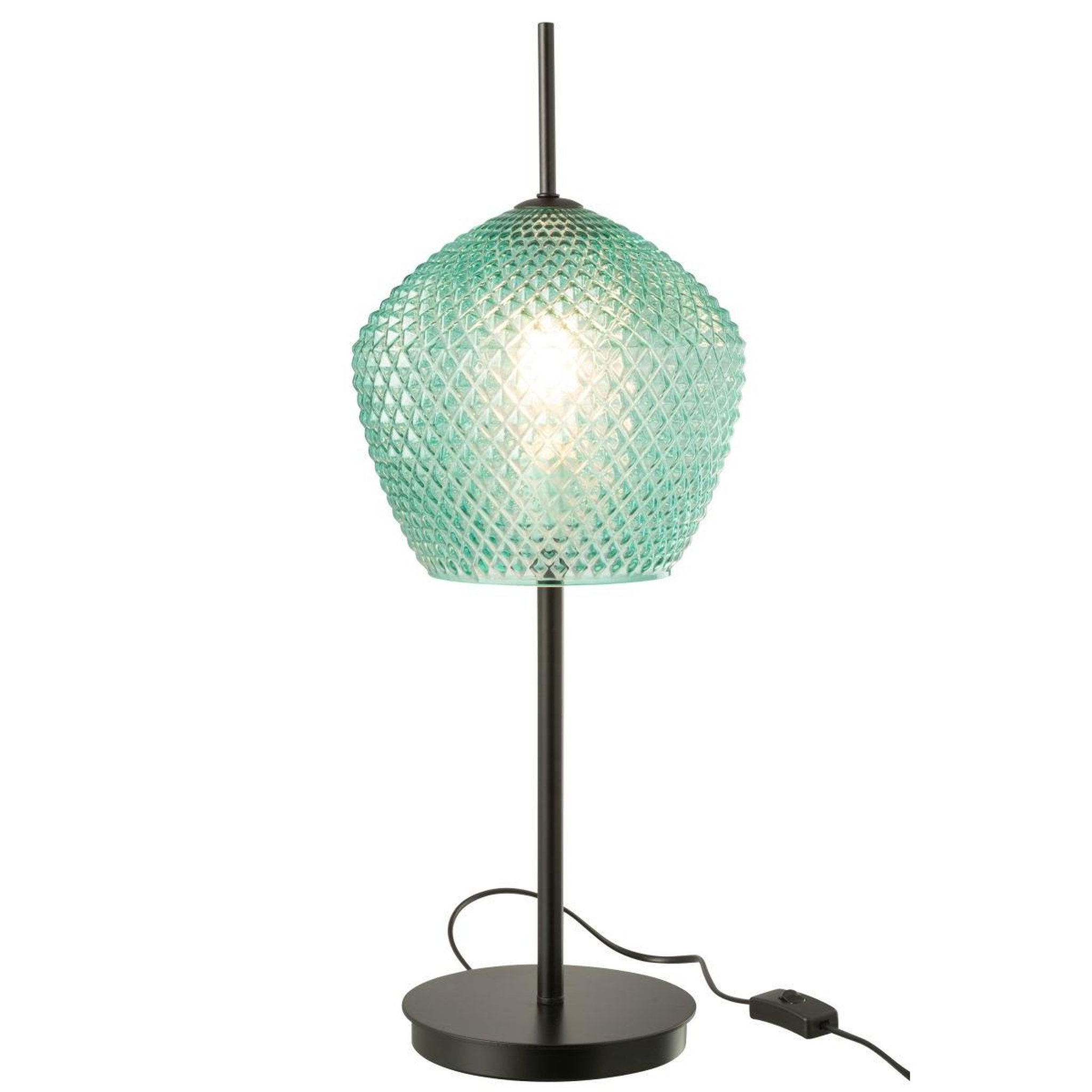 Voir la diapositive 2 : J-LINE Lampe à poser en verre design  jenna  60cm bleu