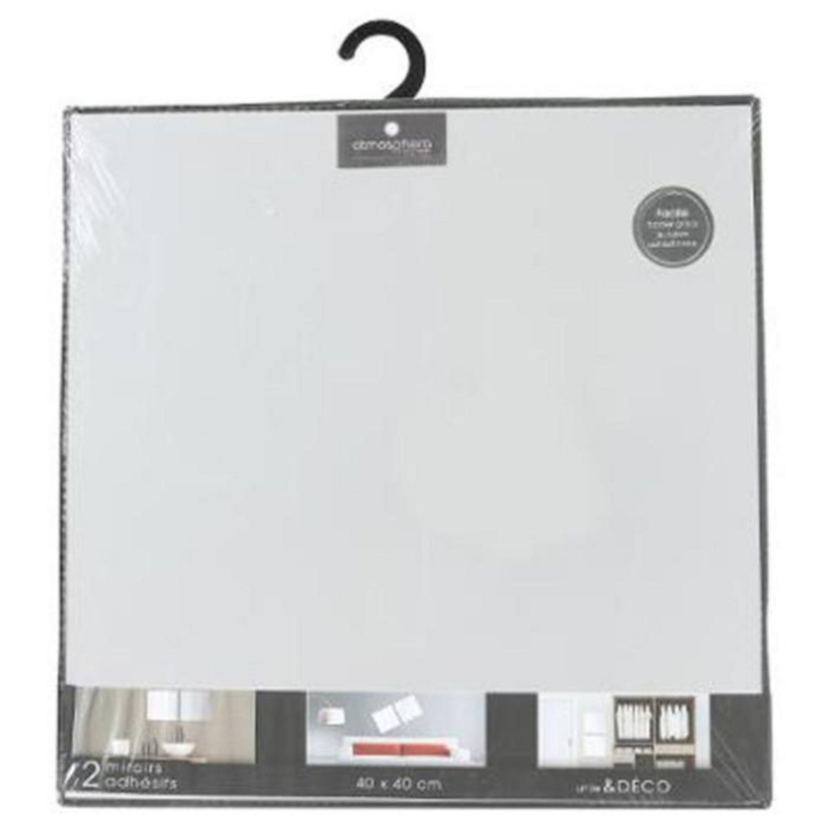 ATMOSPHERA Lot de 2 Miroirs Adhésifs  Carré  40x40cm Argent