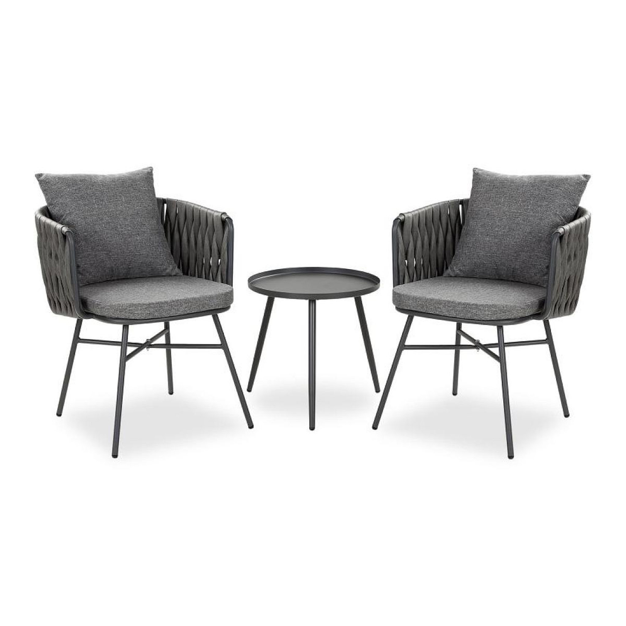HomeStyle4U Salon de jardin Table et 2 chaises gris