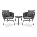 HomeStyle4U Salon de jardin Table et 2 chaises gris