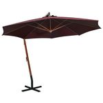 VIDAXL Parasol de jardin suspendu et mat rouge bordeaux bois de sapin