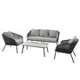 Voir la diapositive 1 : HESPERIDE Salon de jardin design mailles Dadia - 5 Places - Ivoire et gris