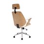 Voir la diapositive 6 : SWEEEK Chaise de bureau à roulettes décor bois courbé et simili cuir