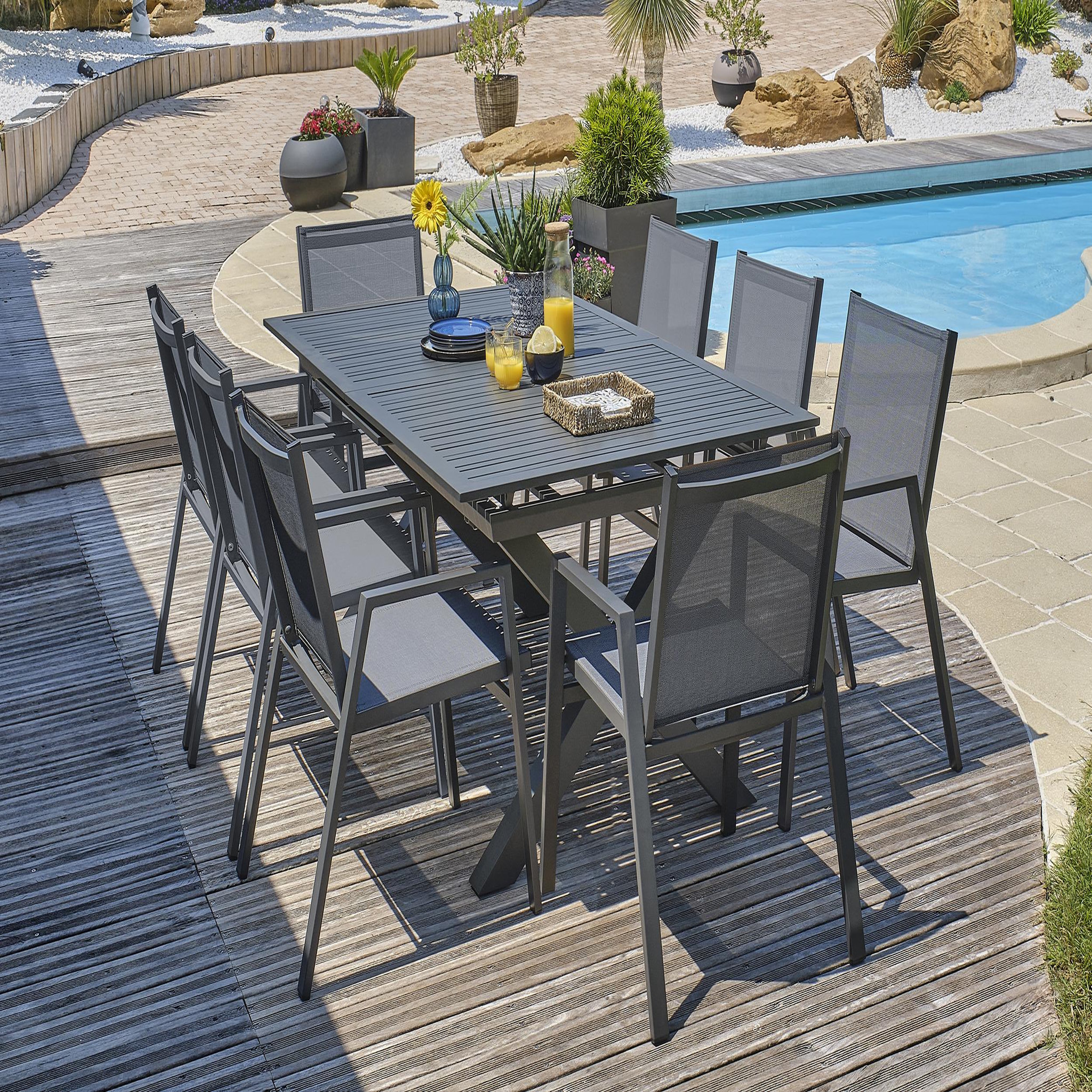 Voir la diapositive 3 : DCB GARDEN Ensemble repas de jardin 6 places en aluminium