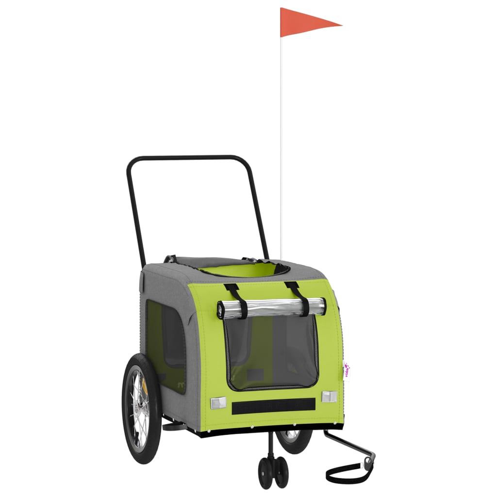 Voir la diapositive 3 : VIDAXL Remorque de velo pour animaux de compagnie vert et gris