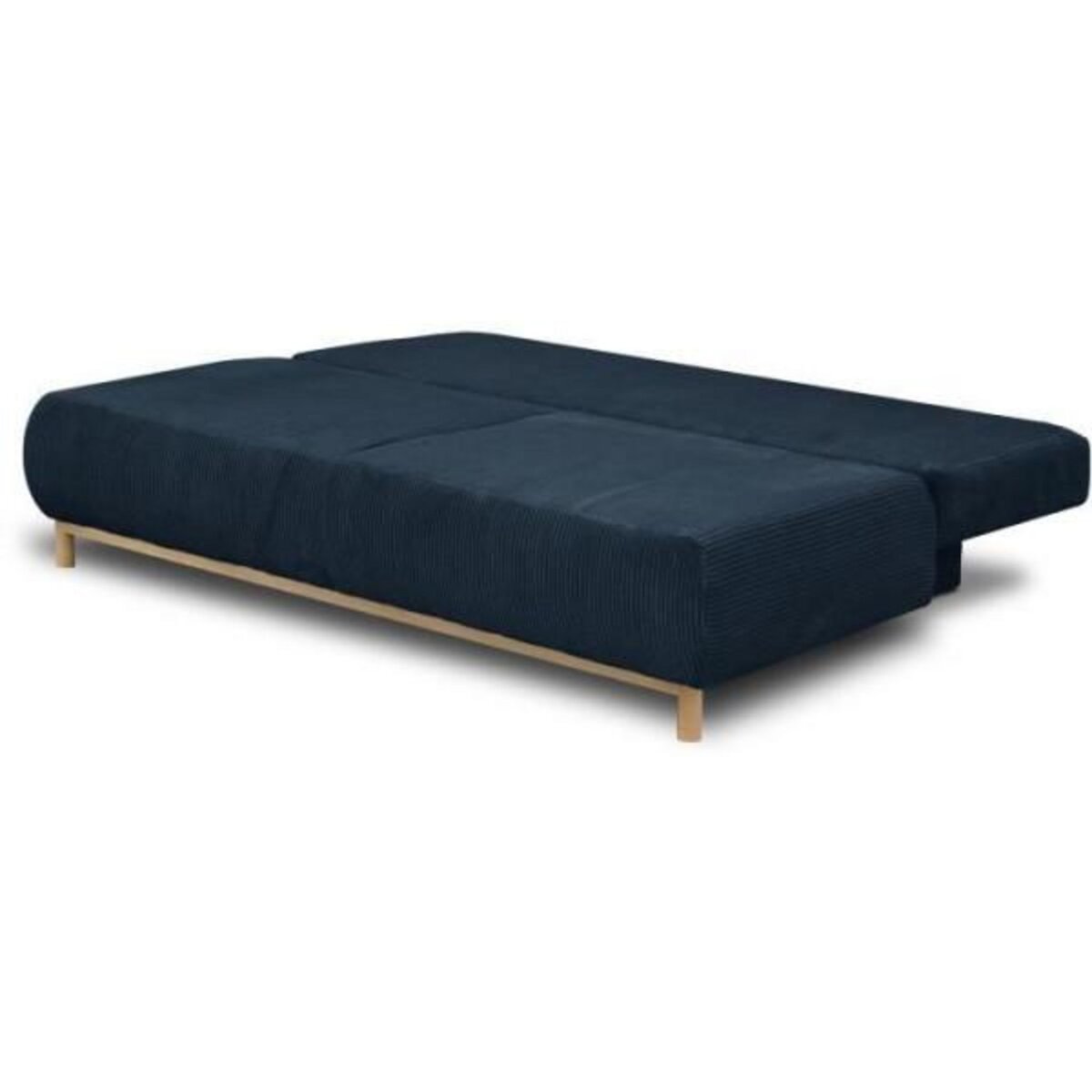 MARKET24 Banquette convertible 3 places MIKA - Velours côtelé bleu foncé - Coffre de rangement - L 192 x H 84 x P 93 cm