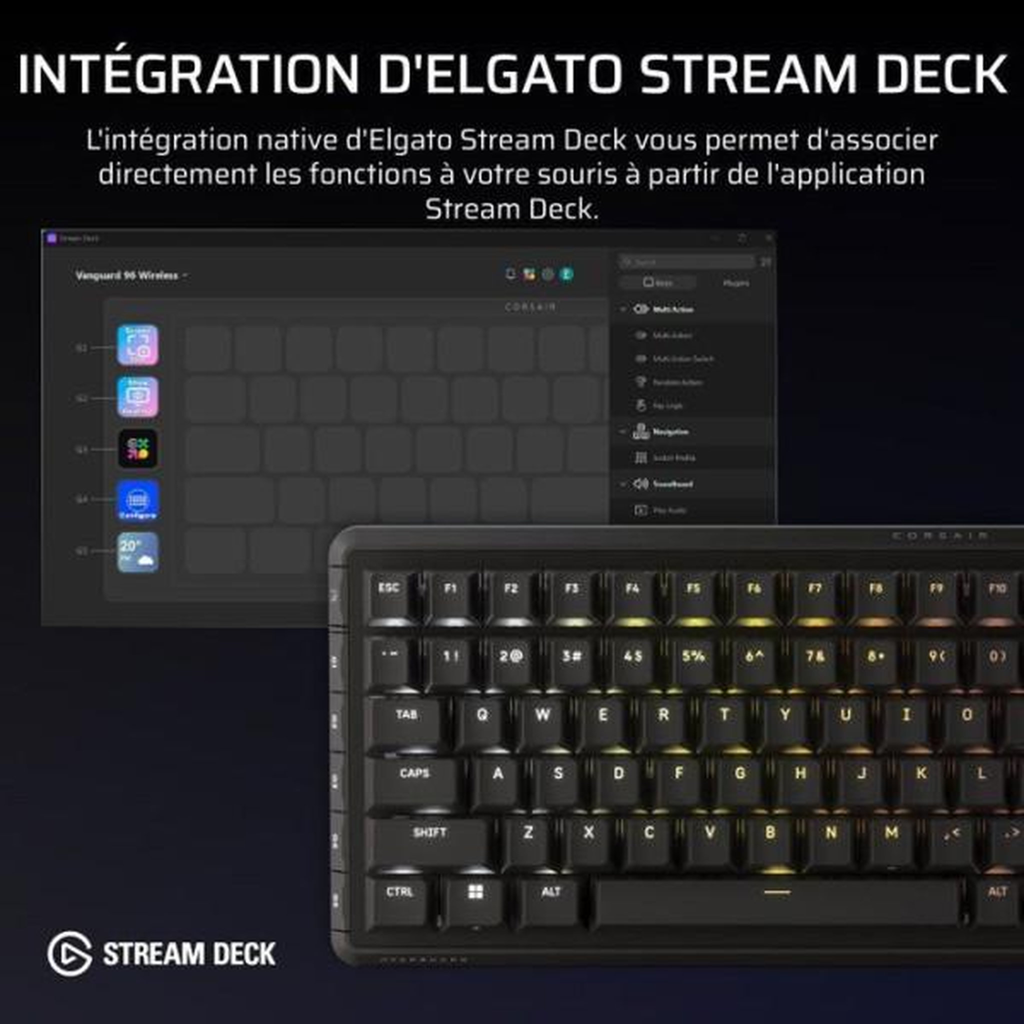 Voir la diapositive 6 : Corsair Clavier Gamer - Mécanique MLX Plasma - Corsair - VANGUARD 96 WIRELESS - 96% Sans Fil - RGB Noir