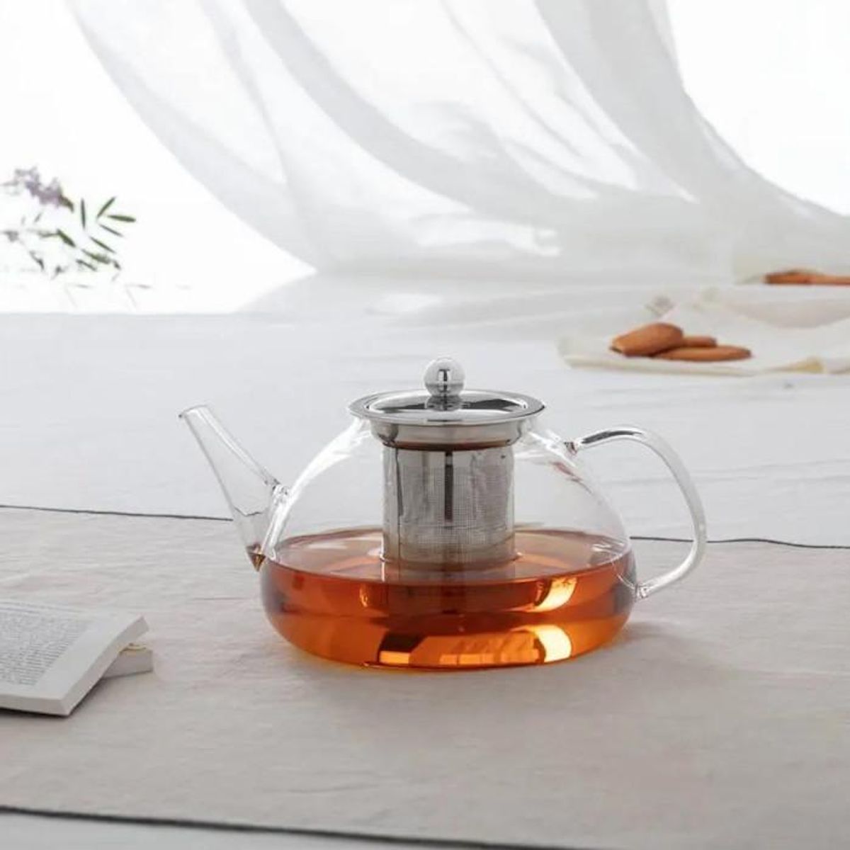 SECRET DE GOURMET Théière en Verre  Filtre  24cm Transparent