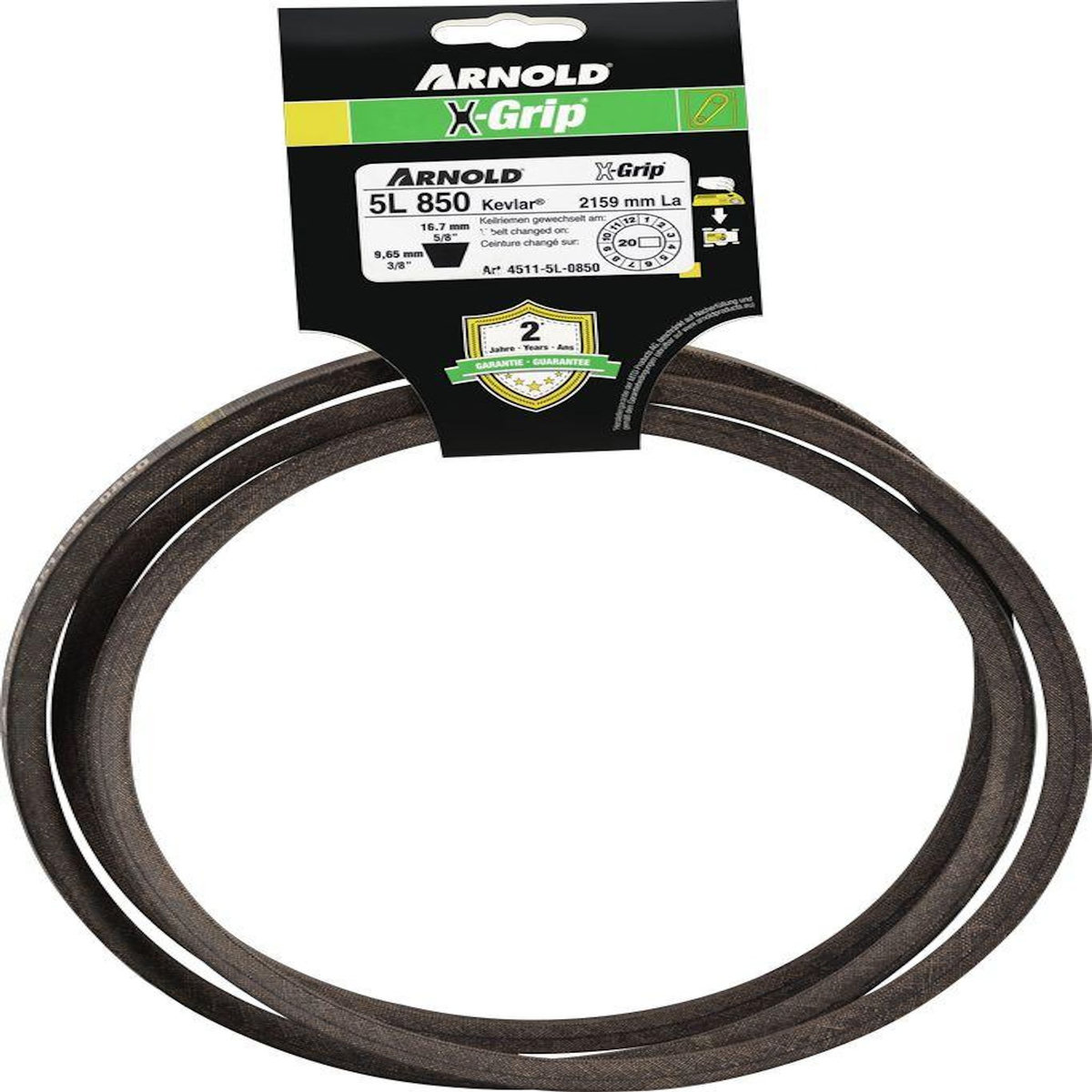 ARNOLD Courroie trapézoïdale X-Grip V de type 5L850