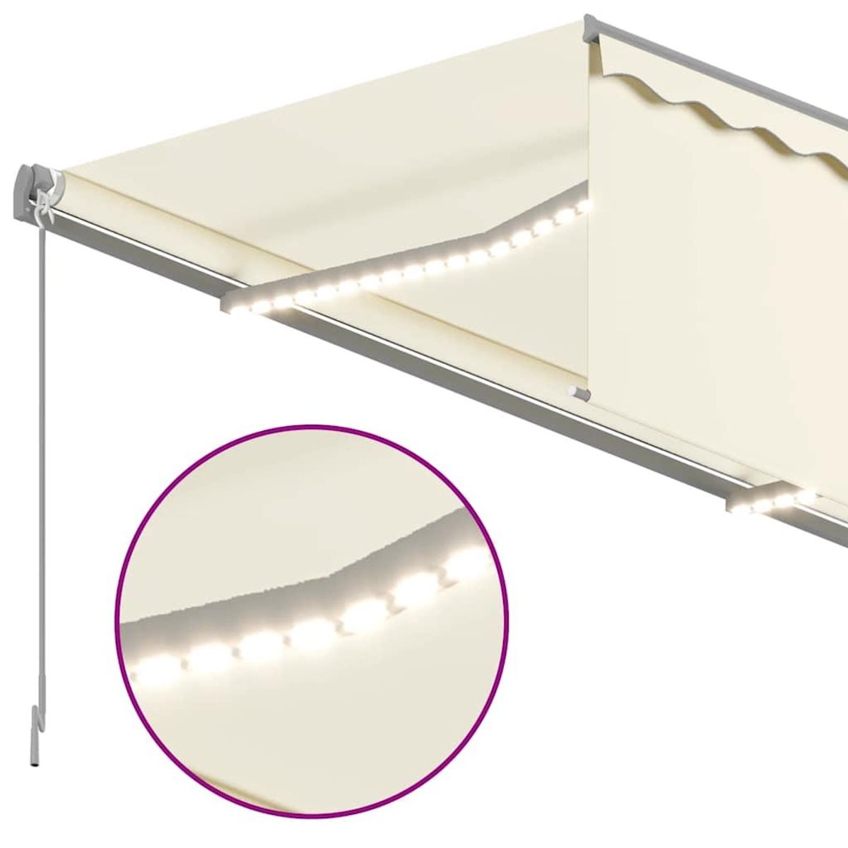 VIDAXL Auvent automatique et store capteur de vent et LED 4x3 m Creme